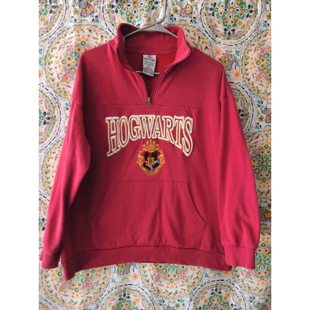 Wizarding World Harry Potter Hogwarts Sweatshirt Red Embroidered Unisex LARGE
